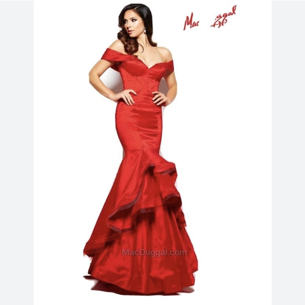 Mac Duggal Red Off-Shoulder Gown